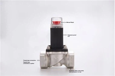 Hliníkový plynový núdzový uzatvárací ventil Plynový solenoidový ventil